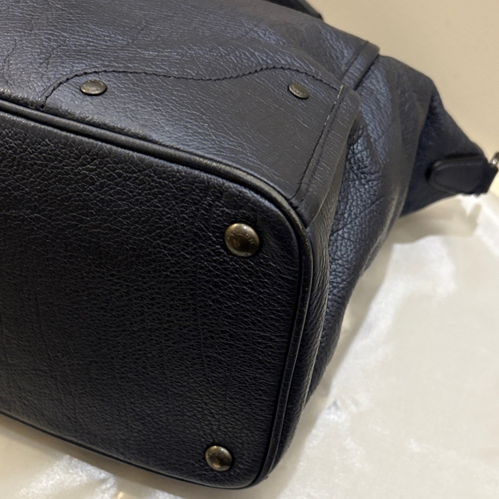 Coach Mickie Dark Blue Metallic Leather Tote and Wallet Set - Picture 7 of 11